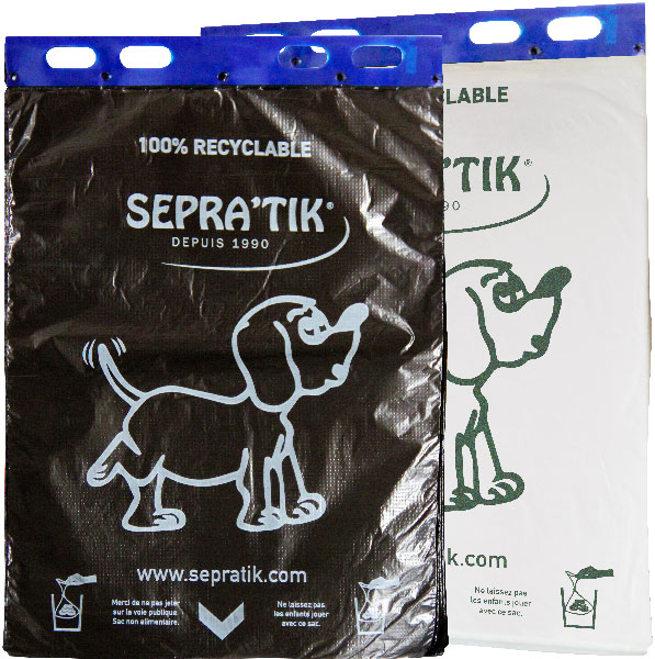 sacs SEPRATIK liasse de 100 sacs gauffrés NOIRS ou BLANCS - carton de 5000 sacs