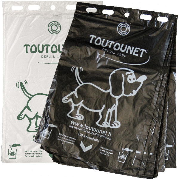 sacs TOUTOUNET ECO liasse de 100 sacs NOIRS ou BLANCS - carton de 5000 sacs