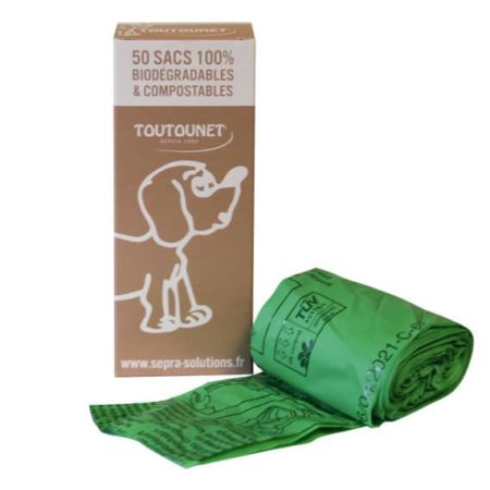 Boite de 50 sacs canins TOUTOUNET Biodégradables et Compostables